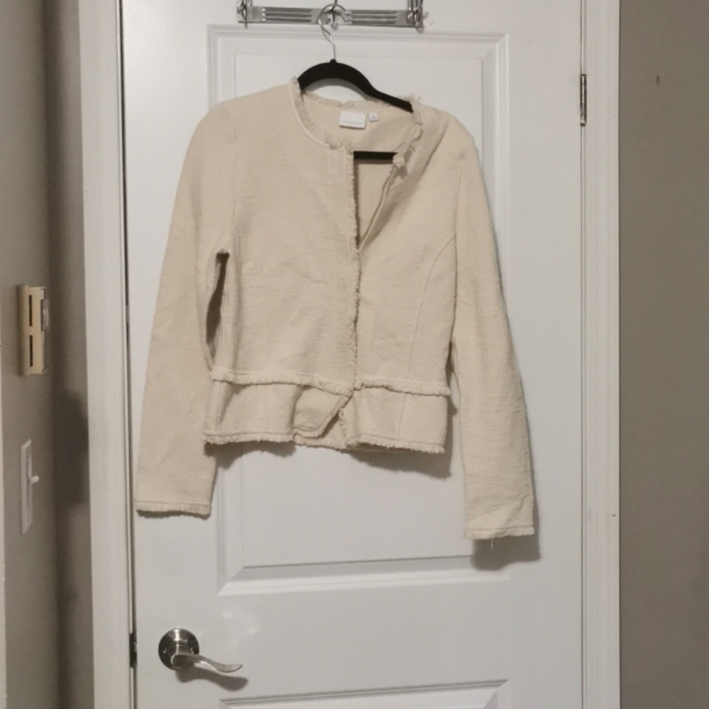 Anthropologie Ett:wa Berdot Knit Cream Blazer Zip